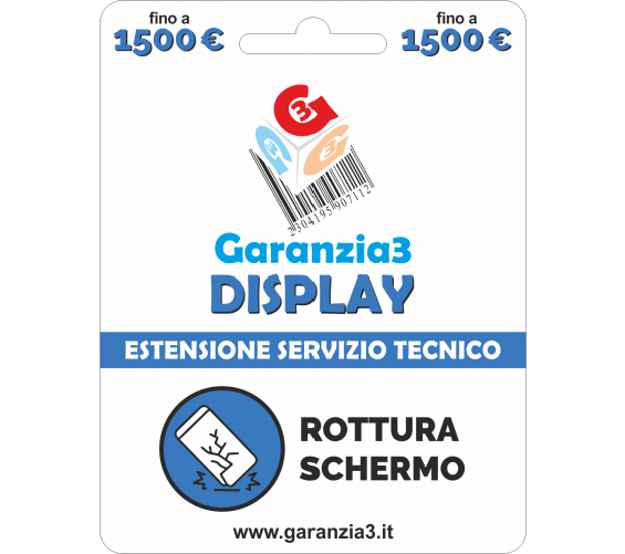 GARANZIA 3 Garanzia3 display - valore dispositivo 1500 - GR3V DISPLAY-1500