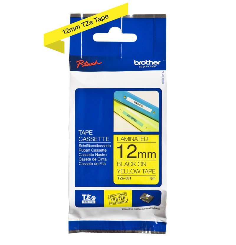 Brother-Gloss-Laminated-Labelling-Tape---12mm-Black-Yellow-nastro-per-etichettatrice-TZ