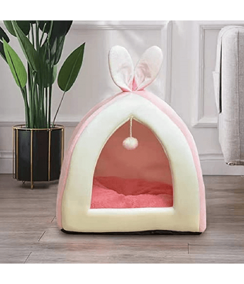 TrAdE Shop Traesio Letto Cuscino Cuccia Per Gatti Animali Taglia M Coniglio Rosa 33 X 33 X 36 Cm -