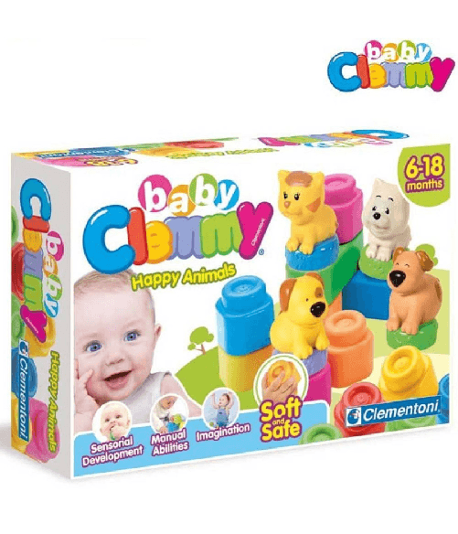 TrAdE Shop Traesio  Baby Clemmy Happy Animals Giocattoli Per L'infanzia Mattoncini Colorati Animali -