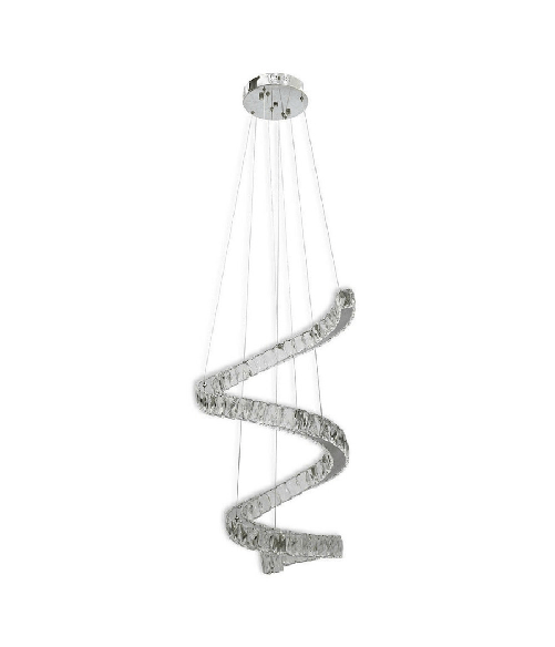 TrAdE Shop Traesio  Lampadario Spirale Sospensione Regolabile Cristalli Base Specchio 32w 6500k B15 -