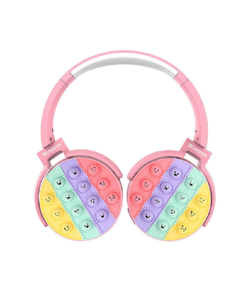 TrAdE Shop Traesio  Cuffie Popit Bambine Wireless Radio Bluetooth 5.0 Pieghevole Sd Usb Colore Rosa -