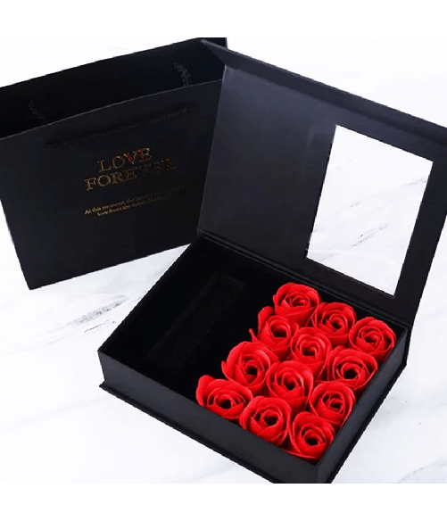 TrAdE Shop Traesio  Cofanetto Scatola Box Regalo Con Rose San Valentino Matrimonio Laura Anniversari -