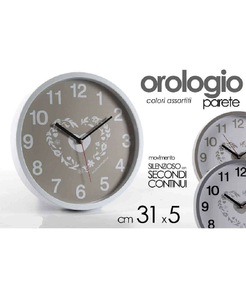 Kaela Orologio Da Parete Tondo Silenzioso 31x5cm Monamour Vari Colori Assortiti 681271 -