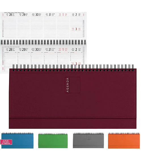 TrAdE Shop Traesio In Agenda Anno Settimanale Spirale Diario 30x15cm Rigida Da Tavolo Vari Colori -