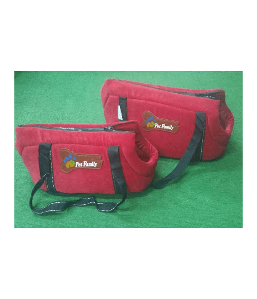 TrAdE Shop Traesio  Set 2 Pz. Rosso Borse Travel Vellutino Trasportino Cane Gatto Crescita S M 38x22x22
