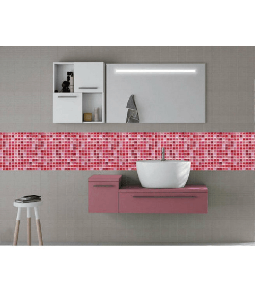 TrAdE Shop Traesio  Piastrella 3d Mosaico Mattonella Parete Ritagliabili Murali Adesivi 30x30cm Rosa -