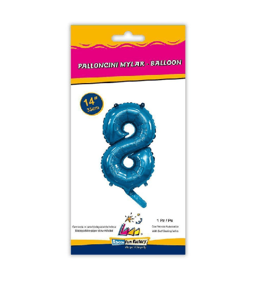 Rocca fun factory, palloncino numero 8 blu minishipe 14 - 35 cm 1 pz