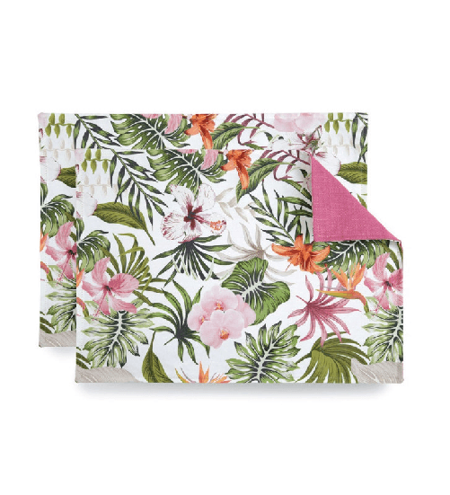 Fade blooming, set 2 tovagliette cm 50x35 da tavola in puro cotone