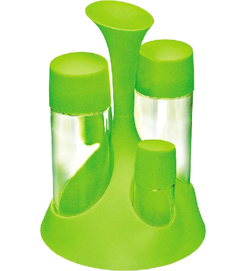 Moneta - Alluflon Mongardi allegra, oliera 4 pezzi in plastica e vetro