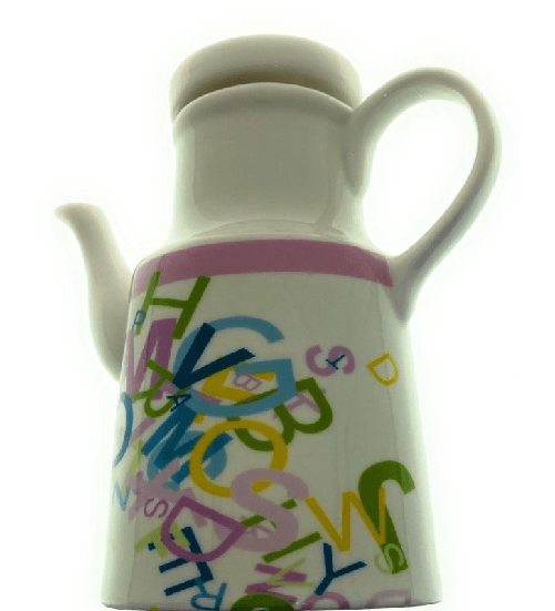 Tognana words, oliera da cl 57 in fine porcellana decorata
