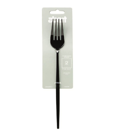 Abert Porto black, Set 2 pz forchetta tavola in PVD nero, acciaio inox 18/c