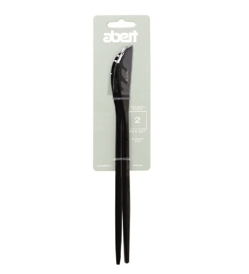 Abert Porto black, Set 2 pz coltello tavola in PVD nero, acciaio inox 18/c