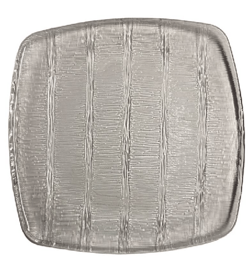 Pami, set da 6 piatti dessert in vetro quadrato effetto pioggia cm 21x21