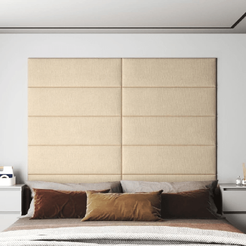 VidaXL Pannelli Murali 12 pz Crema 90x15 cm Tessuto 3,24 m²