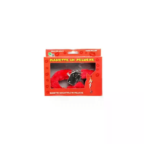 DOBO Manette in peluche bondage ricoperte con 2 chiavette rosse manette giocattolo