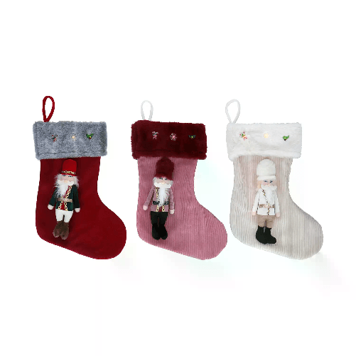 TIMSTOR Calza della Befana con Schiaccianoci 3 Assortite: 22x4x46 cm, Multicolore