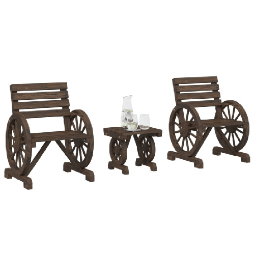 VidaXL Set Salotto da Giardino 3 pz in Legno Massello di Abete