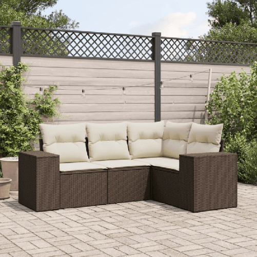 VidaXL Set Divano da Giardino 4 pz con Cuscini Marrone in Polyrattan