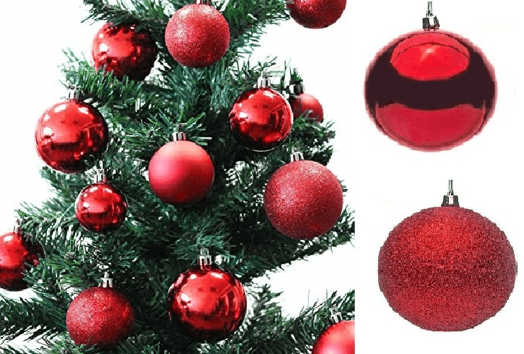 SHOPPING IN RETE ADDOBBI PER ALBERO DI NATALE PALLINE ROSSE 8 CM GLITTER LUCIDE