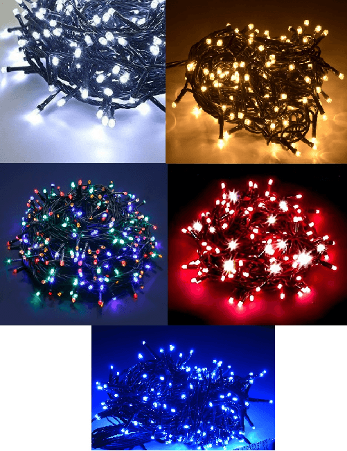 SHOPPING IN RETE  LUCI PER ALBERO DI NATALE DA 100 LED BIANCO CALDO FREDDO ROSSO BLU MULTICOLOR MINILUCCIOLE