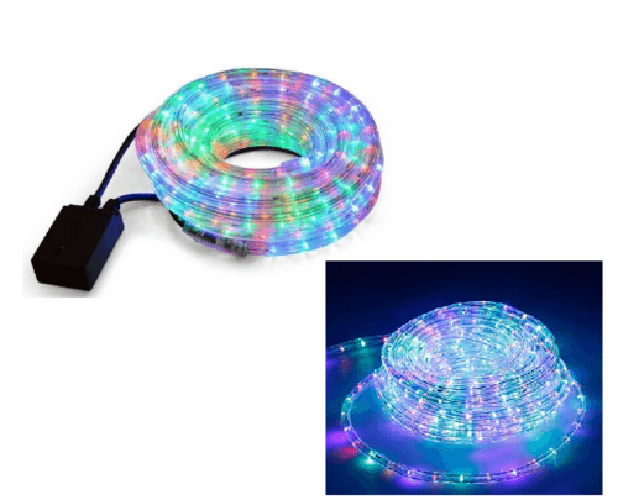 SHOPPING IN RETE TUBO LED LUCI NATALE LUMINOSO E IMPERMEABILE ESTERNO MULTICOLOR RGB 10/20 METRI
