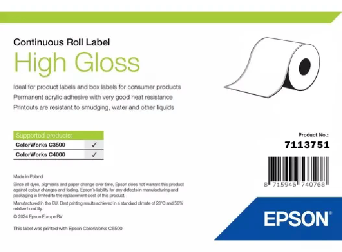 Epson Etichette Epson High Gloss - Rotolo continuo: 102 mm x 33 m