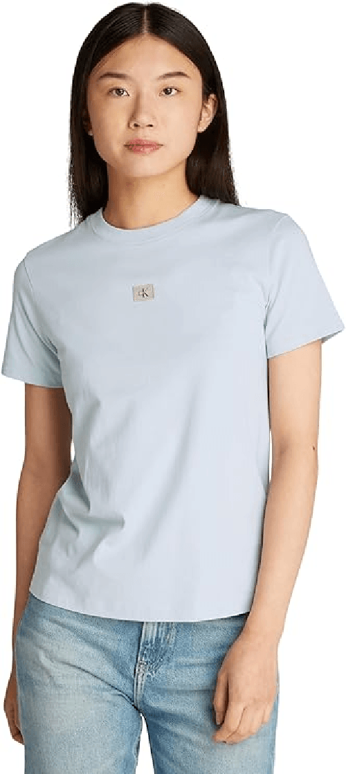 CALVIN KLEIN JEANS T SHIRT MAGLIA DONNA CALVIN KLEIN JEANS J20J225243 COTONE CELESTE ORIGINALPE2025