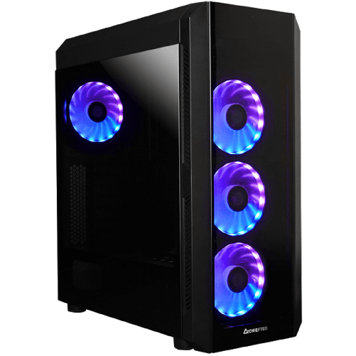 Chieftec scorpion iii case per gaming nero in vetro temperato