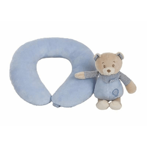 BigBuy Fun Cuscino Cervicale Lulu Azzurro Orsetto di Peluche 20 x 24 cm