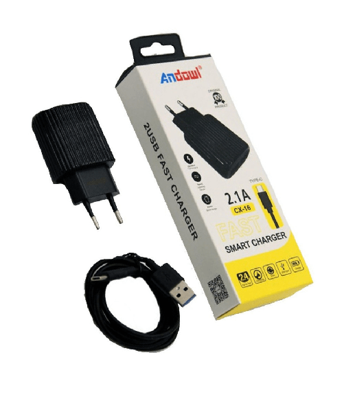 Andowl Caricabatterie Caricatore Veloce Intelligente Con 2 Porte Usb Cavo Type-c Cx-16 -