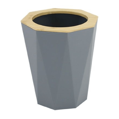 Cleafe Pattumiera Cestino Spazzatura A Cilindro Esagonale Geometrico Grigio Legno Da Bagno 10850 -