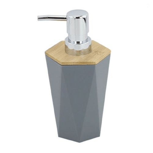 Cleafe Dispenser Sapone Liquido A Cilindro Esagonale Geometrico Grigio Legno Da Bagno 10846 -