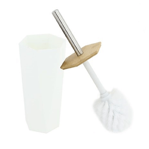 Cleafe Porta Scopino Esagonale Geometrico Bianco Legno Con Scopettino Spazzolone Wc Bagno 10839 -