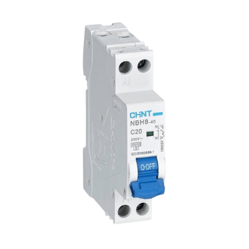 Chint interruttore magnetotermico compatto 1p+n curva c 1 modulo 4,5 ka 230v *** ampere 20 ampere