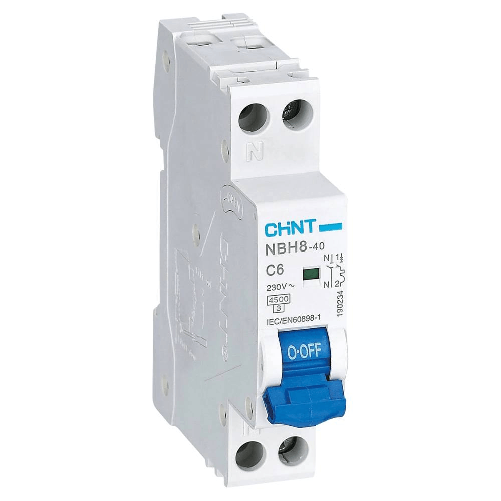 Chint interruttore magnetotermico compatto 1p+n curva c 1 modulo 4,5 ka 230v *** ampere 6 ampere