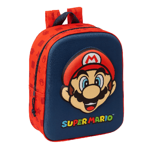 Super Mario Zaino Scuola Super Mario Rosso Blu Marino 22 x 27 x 10 cm