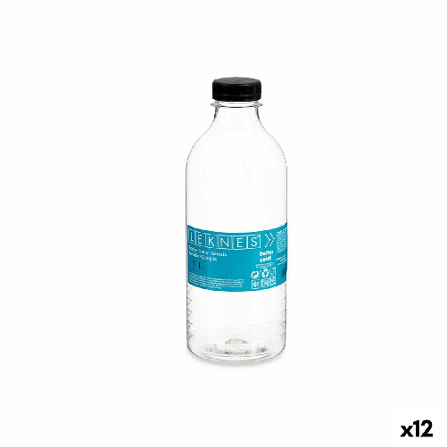 Leknes Bottiglia Leknes 004041-29 Nero Trasparente Plastica 1 L 8,3 x 23 x 8,3 cm (12 Unità)
