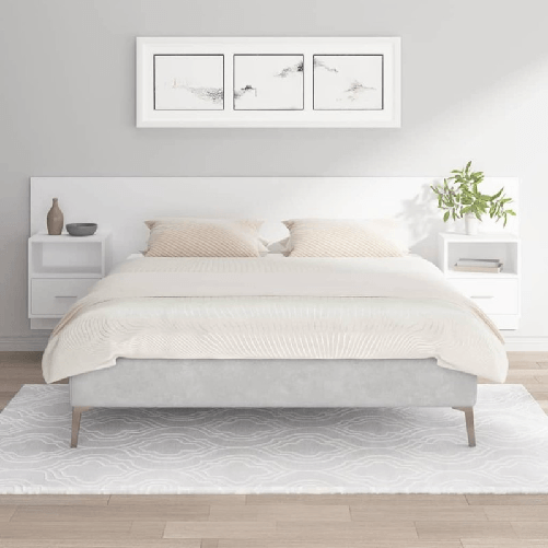 VidaXL Testiera per Letto con Comodini in Legno Multistrato Bianco