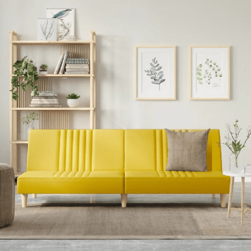 VidaXL Divano Letto Giallo Chiaro in Tessuto