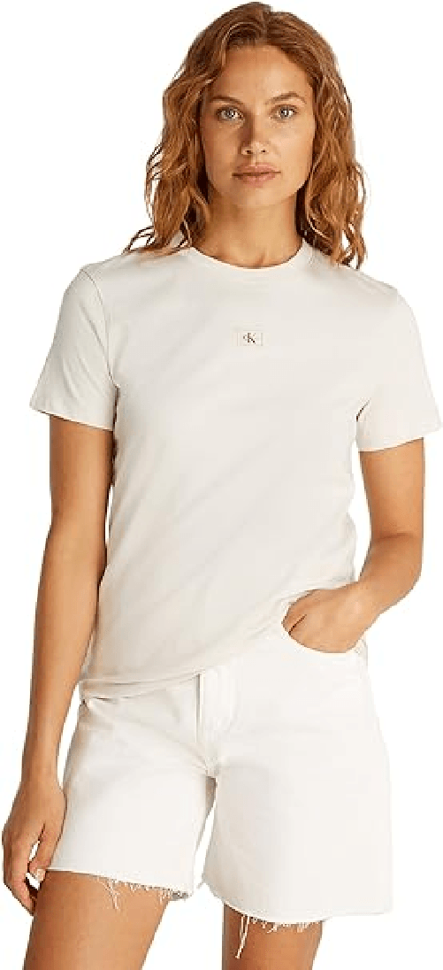 CALVIN KLEIN JEANS T SHIRT MAGLIA DONNA CALVIN KLEIN JEANS J20J225243 COTONE BEIGE ORIGINAL PE 2025