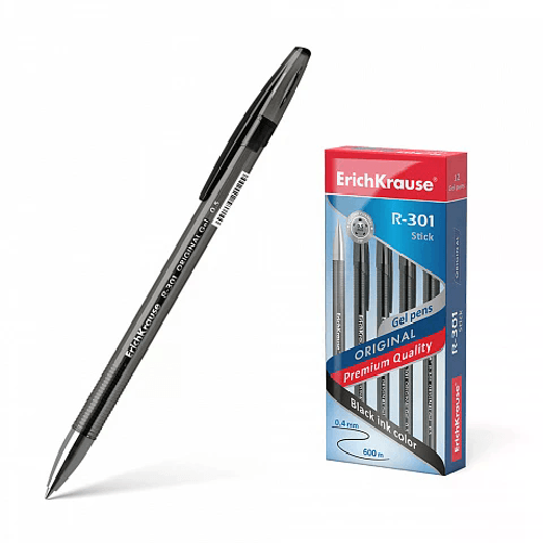 ErichKrause R-301 Penna in gel con cappuccio Nero 12 pz