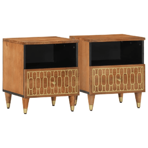 VidaXL Comodini 2pz 40x33x46 cm in Legno Massello di Mango