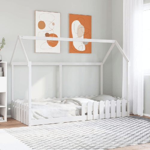 VidaXL Giroletto Casetta Bambini Bianco 90x200 cm Legno Massello Pino