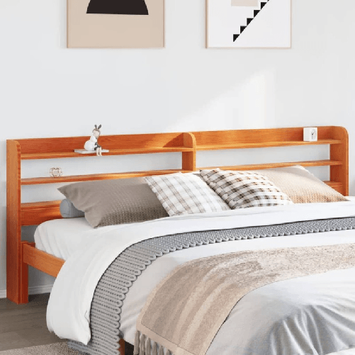 VidaXL Testiera con Ripiani Marrone Cera 180 cm Legno Massello di Pino