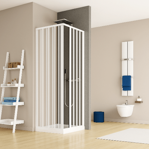 OGOMONDO  Box doccia angolo soffietto bianco carmen ac altezza cm 185 pvc e maniglia *** misure 70x100 cm