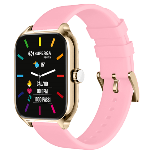 SUPERGA Smartwatch superga alluminio gold quadrata silicone pink f. swt-stc007