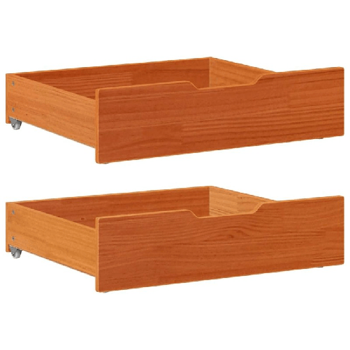 VidaXL Cassettoni per Letto 2pz Marrone Cera 75x55x16 cm Legno di Pino