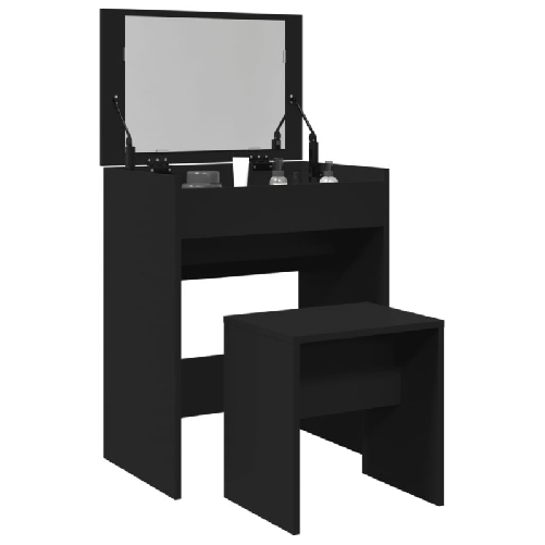 VidaXL Toeletta e Sgabello Nero 60x40x113,5 cm