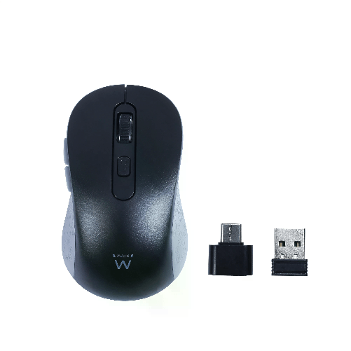 Ewent Mouse Wireless 2.4 GHz USB-A tasti silenziosi e adattatore Type-C
